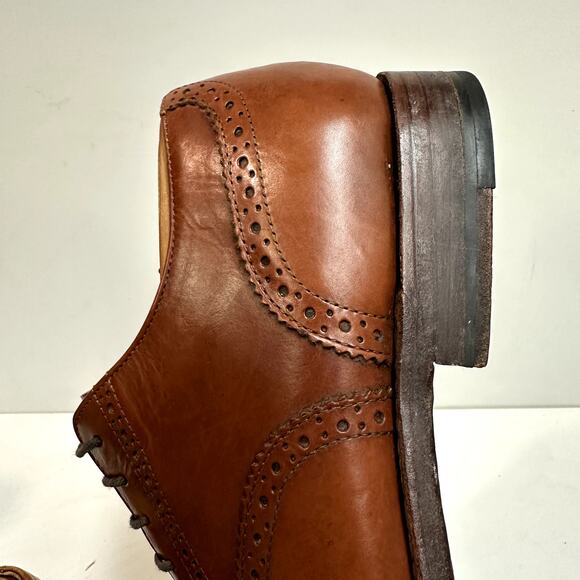 VERY GOOD Grant Stone x J. Crew Oxford Cap Toe Brogue Chili Brown Bench Made 9 - Picture 13 of 13
